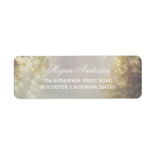 Trees and String Lights Rustic Dreamy Wedding Return Address Label