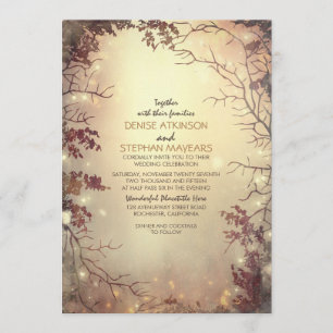 Trees and String Lights Rustic Wedding Invitation