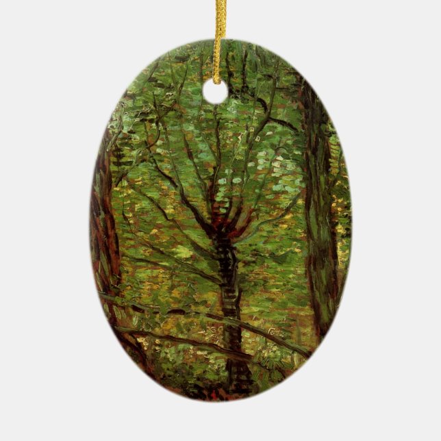 Trees and Undergrowth by Vincent van Gogh Ceramic Tree Decoration (Front)