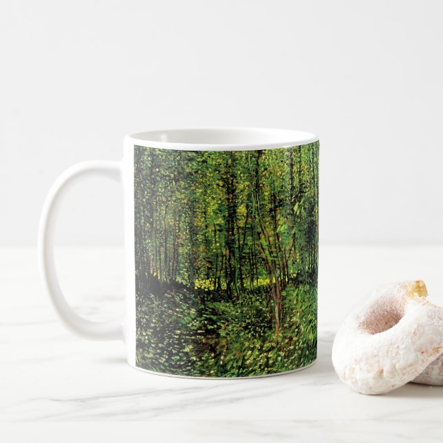 Trees and Undergrowth by Vincent van Gogh Coffee Mug (With Donut)