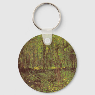 Trees and Undergrowth by Vincent van Gogh Key Ring
