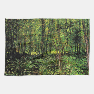 Trees and Undergrowth by Vincent van Gogh Tea Towel