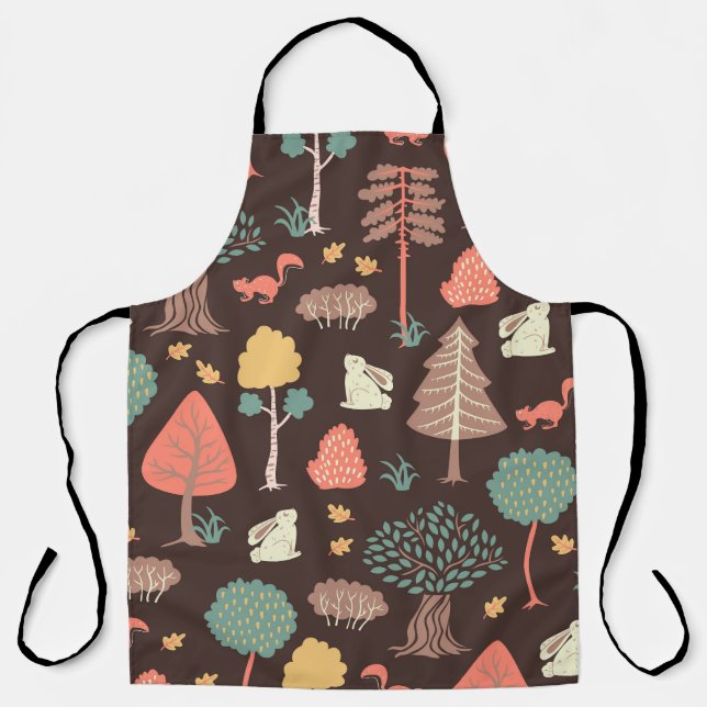 Trees Animals: Hand-Drawn Nature Scene. Apron (Front)