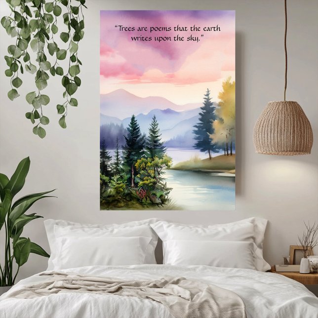 Trees are Poems Blue Smoky Mountain Pink Clouds Poster (Trees are Poems Blue Smoky Mountain Pink Clouds Poster)