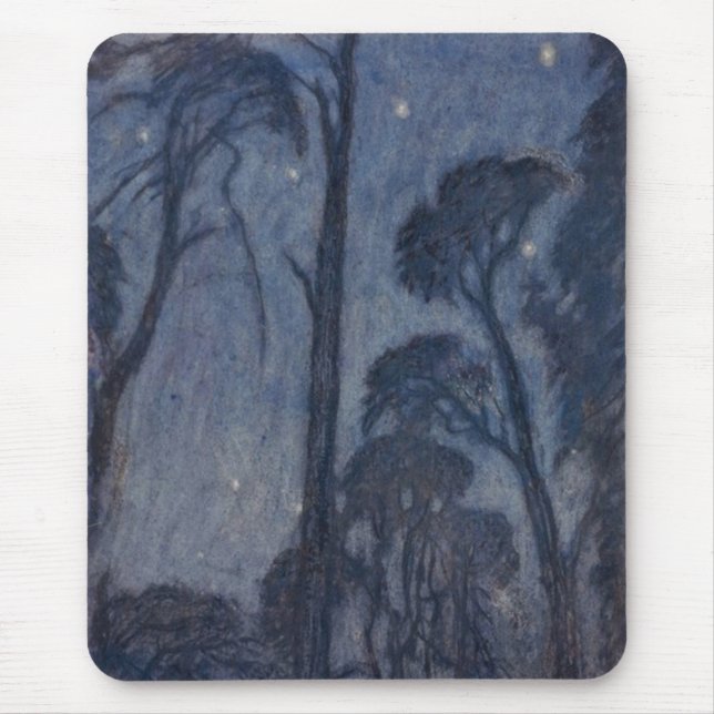 Trees at Twilight (by Edward Robert Hughes) Mouse Pad (Front)