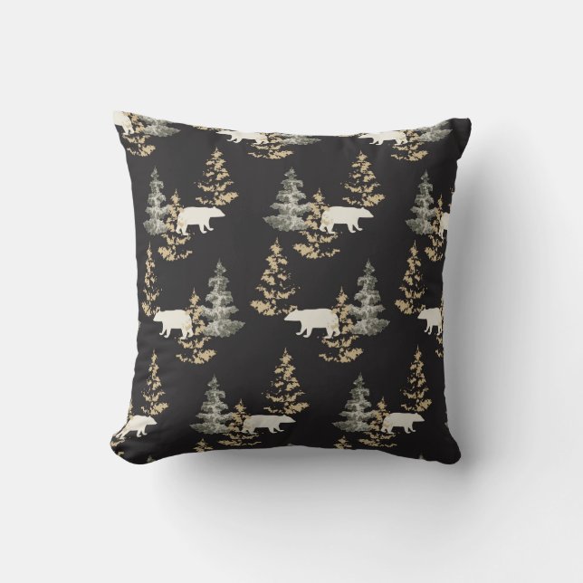 trees & bears patterned  cushion (Front)