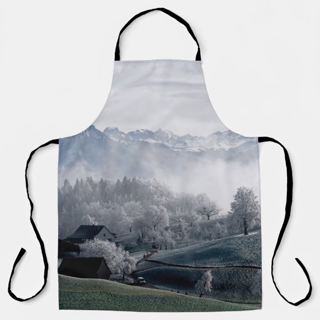 TREES BESIDE SNOW CAPPED MOUNTAIN DURING DAYTIME APRON (Front)