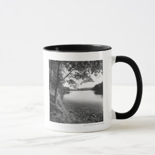 Trees by river B&W Mug