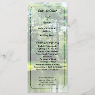 Trees by the Lake Wedding Program