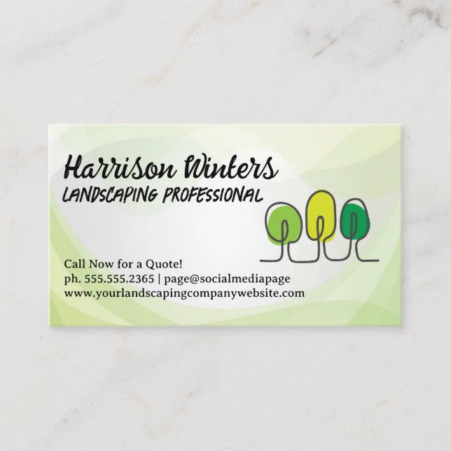 Trees Doodles Logo | Landscaping  Business Card (Front)