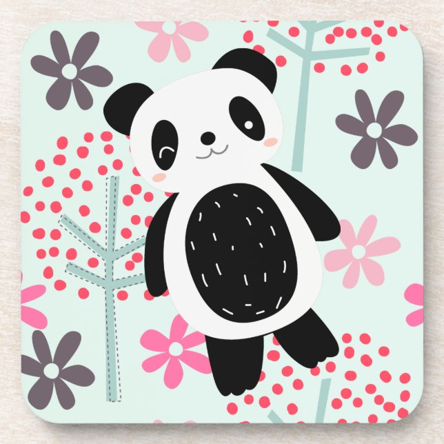 Trees, Flowers, and Panda Bears Coaster (Front)