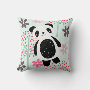 Trees, Flowers, and Panda Bears Cushion