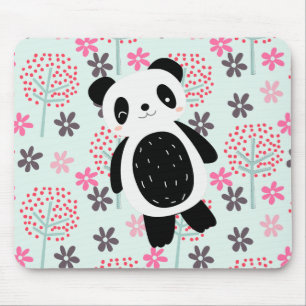 Trees, Flowers, and Panda Bears Mouse Pad