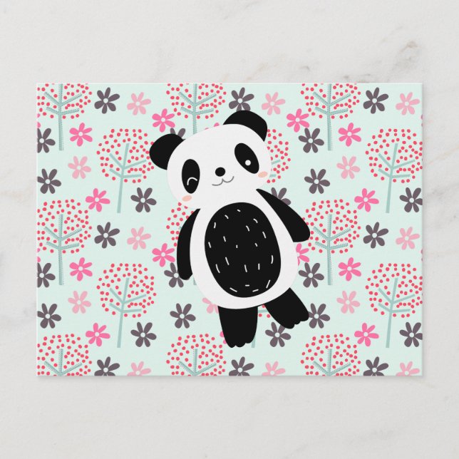 Trees, Flowers, and Panda Bears Postcard (Front)
