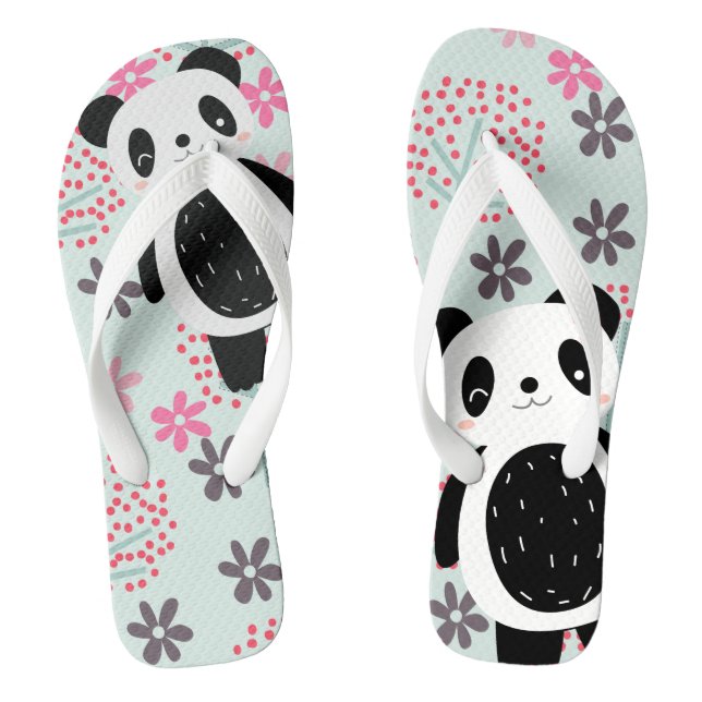 Trees, Flowers, and Panda Bears Thongs (Footbed)