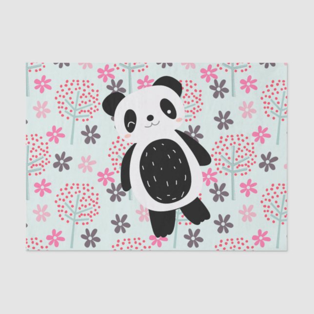 Trees, Flowers, and Panda Bears Tissue Paper (Front)