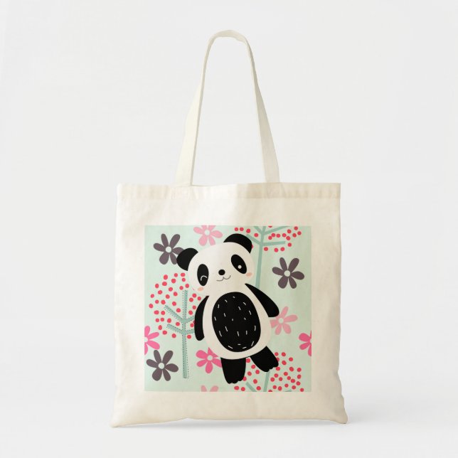 Trees, Flowers, and Panda Bears Tote Bag (Front)