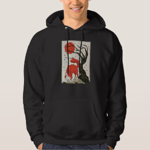 Trees Forest Silhouette Brush Stroke With Birds Pr Hoodie