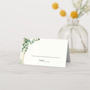 Trees Gold Mint Glam Emerald Green Quinceanera Place Card