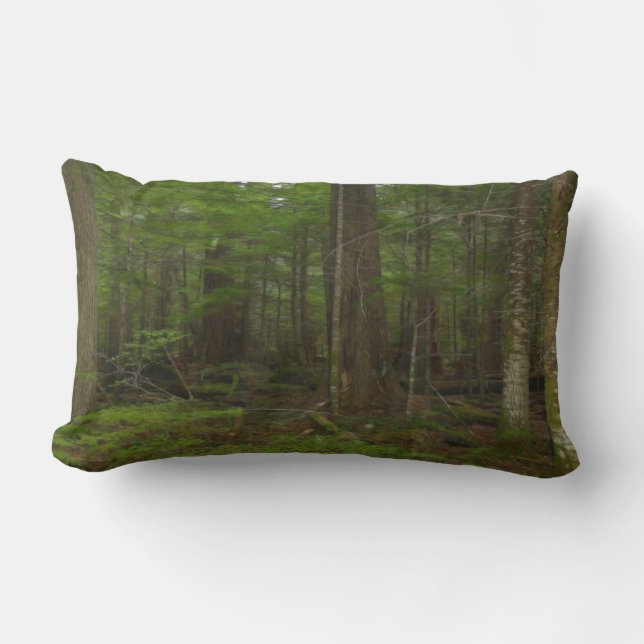 Trees, Green Forest Earth Day Nature Art Lumbar Cushion (Front)
