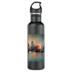 Trees in a surreal painting, pastel colors, abstra 710 ml water bottle