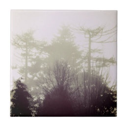 Trees in Fog ceramic Tile