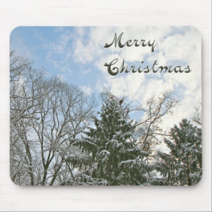 Trees In Snow - Merry Christmas Mouse Pad