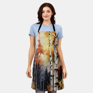 Trees in the Forest Birch with sunlight Apron