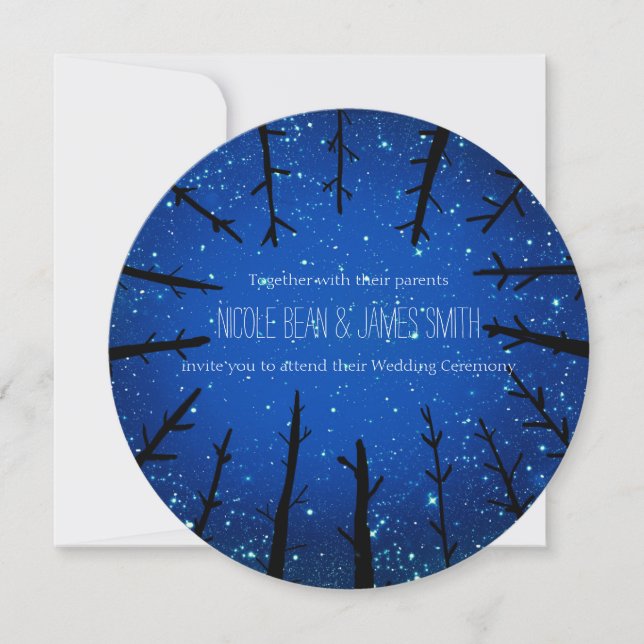 Trees In the Night Sky Rustic Wedding Invitations (Front)