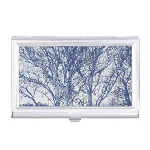 Trees in Winter - Cyanotype Effect Business Card Holder