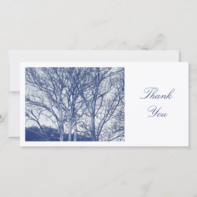 Trees in Winter - Cyanotype Effect - Thank You (Front)