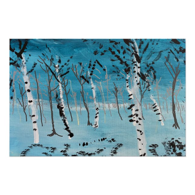 "Trees in Winter"  Landscape Acrylic on Board Poster (Front)