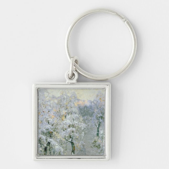Trees in Wintry Silver, 1910 Key Ring (Front)