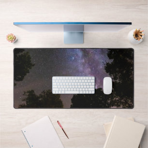 Trees landscape with milky way desk mat