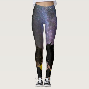 Trees landscape with milky way leggings