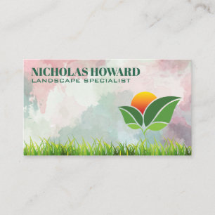 Trees Logo Grass Landscape Business Card