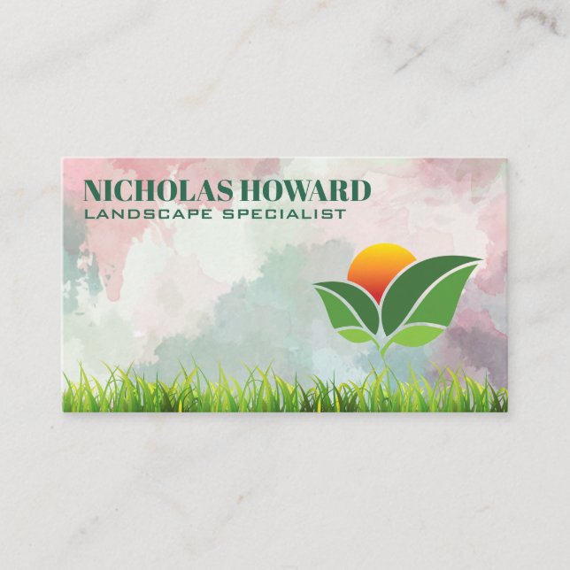 Trees Logo | Grass | Landscape Business Card (Front)