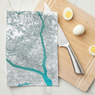 Trees Map 3 Tea Towel