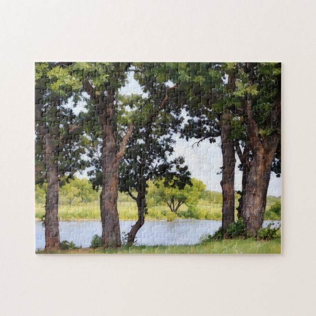 Trees Nature Lake Peaceful Art Puzzle (Horizontal)