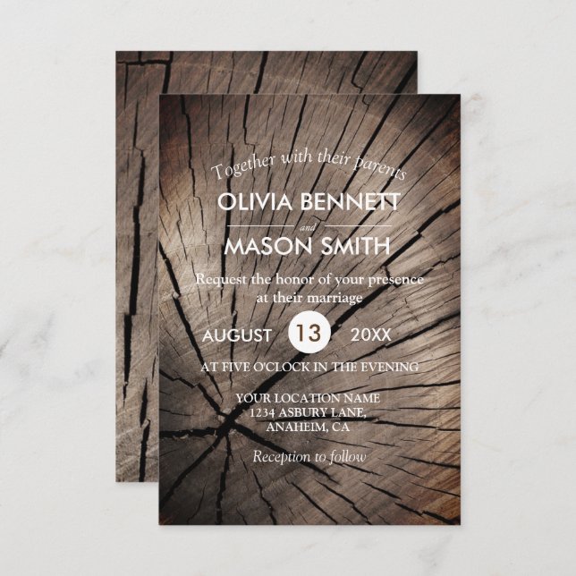 Trees & Nature Textured Wedding Invitation (Front/Back)