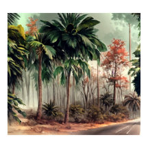 Trees on a side of country road