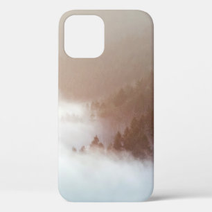 Trees on mountain covered with fogs iPhone 12 case