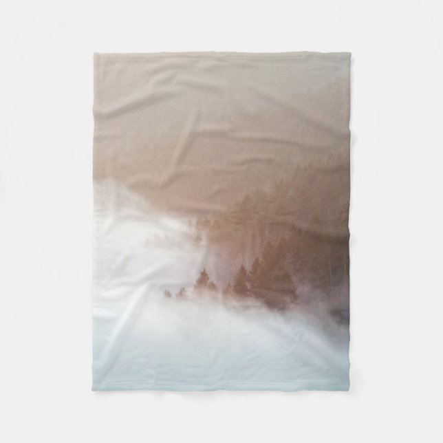 Trees on mountain covered with fogs fleece blanket (Front)
