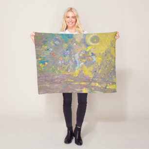 Trees on Yellow Background, Redon Fleece Blanket