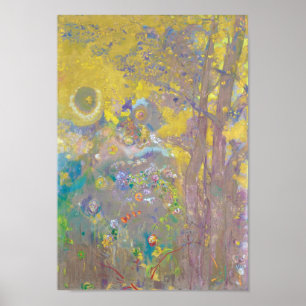 Trees on Yellow Background, Redon Poster