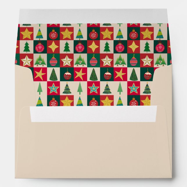 Trees Ornaments and Stars Collage Envelope (Back (Bottom))