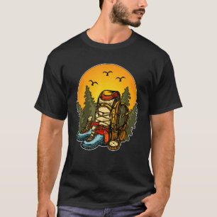 Trees Outdoors Hike Backpack Mountain Hiker Boots T-Shirt