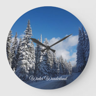 trees  peaceful calming snow  scenery winter large clock