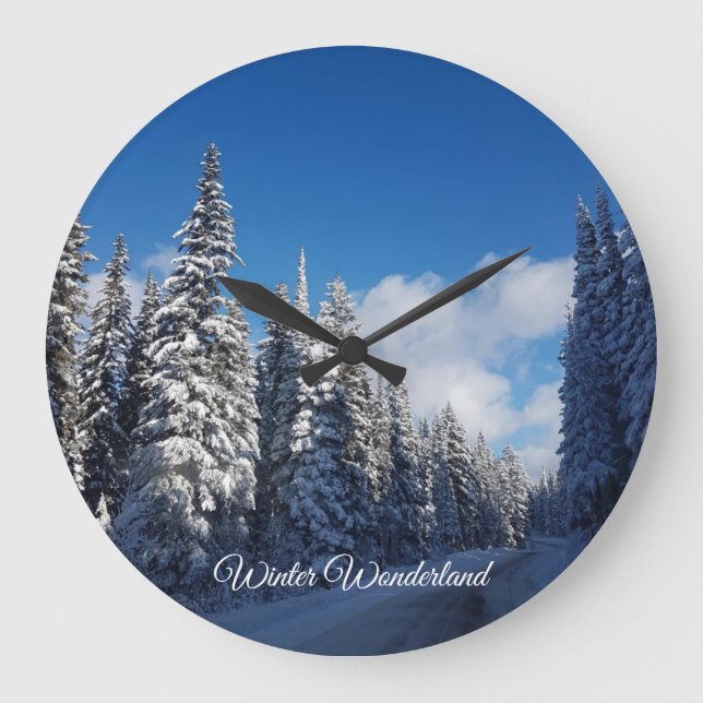 trees  peaceful calming snow  scenery winter large clock (Front)