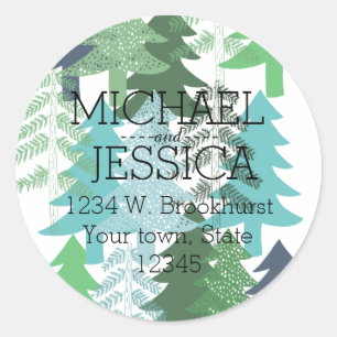 Trees Personalised address Classic Round Sticker